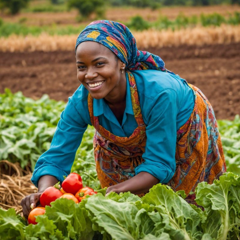 Une maraîchère récoltant ses légumes