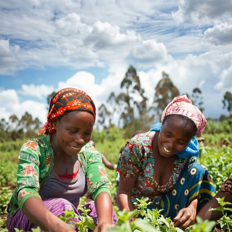 Deux agricultrices au travail dans leur champ